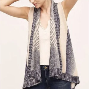 Anthropologie Sleeping on Snow Open Front Stripe Cardigan Vest Size XS/S